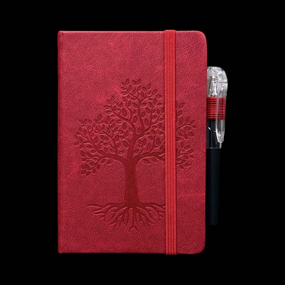 Red Tree of Life Embossed Small Hardcover Lined Journal with Pen